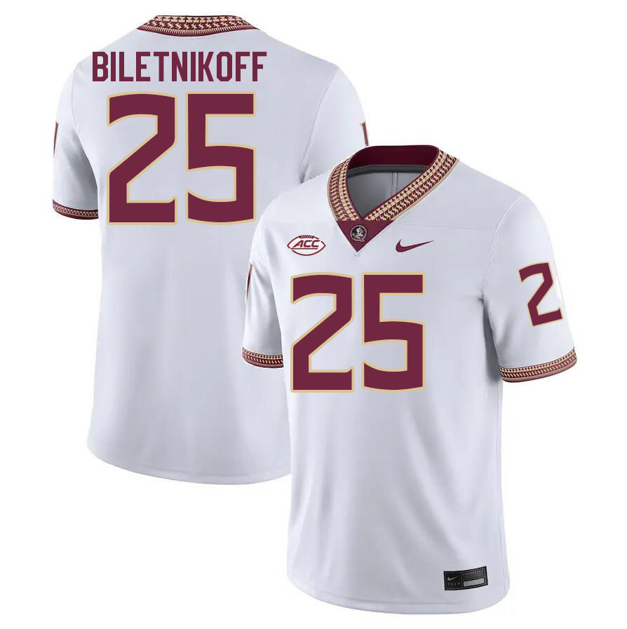 #25 Fred Biletnikoff Florida State Seminoles Jerseys Football Stitched-White